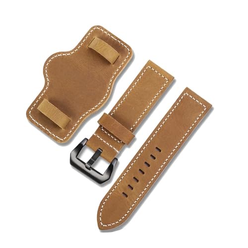 NLNKDTDPAK Lea/ther Uhrenarmband, 20, 22, 24, 26 mm, leicht zu wählende Klettverschlüsse, Schwarz, Braun, mit Ablage, Herren-Armband, passend for Panerai(Brown-B pin,22mm) von NLNKDTDPAK