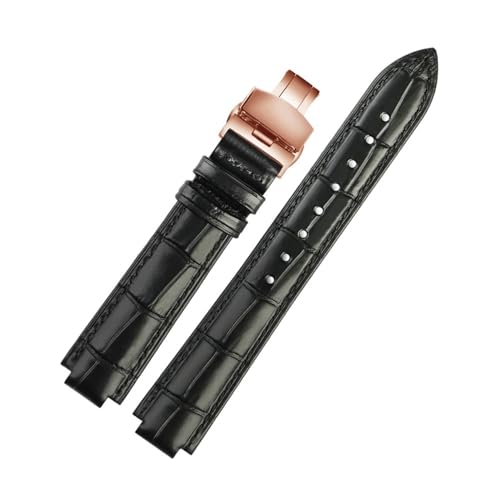 NLNKDTDPAK Leder Armband Fit for Ballon Bleu Handgelenk Band Männer Weibliche Konvexen Lederband 14 * 8mm 18 * 11mm 20 * 12mm Mode Armband(Black rose gold B,18-11mm) von NLNKDTDPAK