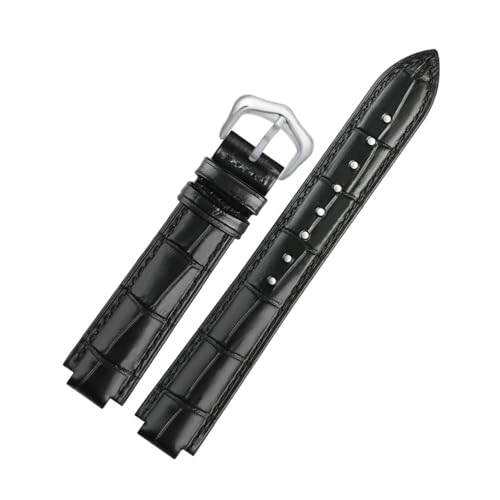 NLNKDTDPAK Leder Armband Fit for Ballon Bleu Handgelenk Band Männer Weibliche Konvexen Lederband 14 * 8mm 18 * 11mm 20 * 12mm Mode Armband(Black silver A,14-8mm) von NLNKDTDPAK
