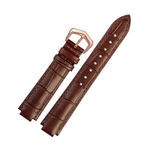 NLNKDTDPAK Leder Armband Fit for Ballon Bleu Handgelenk Band Männer Weibliche Konvexen Lederband 14 * 8mm 18 * 11mm 20 * 12mm Mode Armband(Brown rose gold A,18-11mm) von NLNKDTDPAK