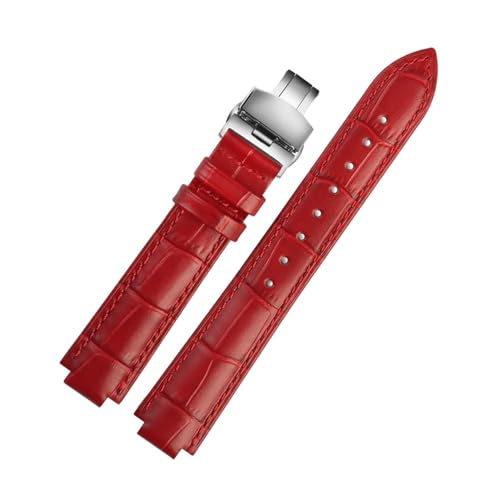 NLNKDTDPAK Leder Armband Fit for Ballon Bleu Handgelenk Band Männer Weibliche Konvexen Lederband 14 * 8mm 18 * 11mm 20 * 12mm Mode Armband(Red silver B,14-8mm) von NLNKDTDPAK