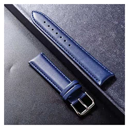 NLNKDTDPAK Leder Armband Weiche Material Uhrenarmband Handgelenkband 16mm 18mm 20mm 22mm 24mm mit Silber Edelstahlschnalle(Blue,16mm) von NLNKDTDPAK