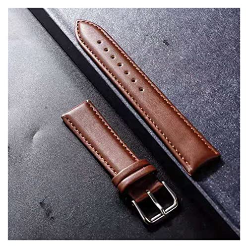 NLNKDTDPAK Leder Armband Weiche Material Uhrenarmband Handgelenkband 16mm 18mm 20mm 22mm 24mm mit Silber Edelstahlschnalle(Brown,12mm) von NLNKDTDPAK
