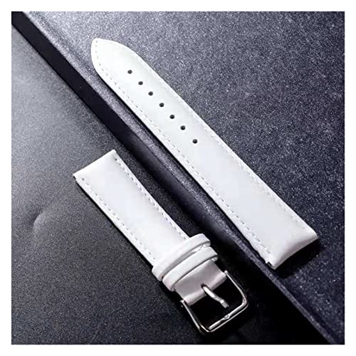 NLNKDTDPAK Leder Armband Weiche Material Uhrenarmband Handgelenkband 16mm 18mm 20mm 22mm 24mm mit Silber Edelstahlschnalle(White,17mm) von NLNKDTDPAK