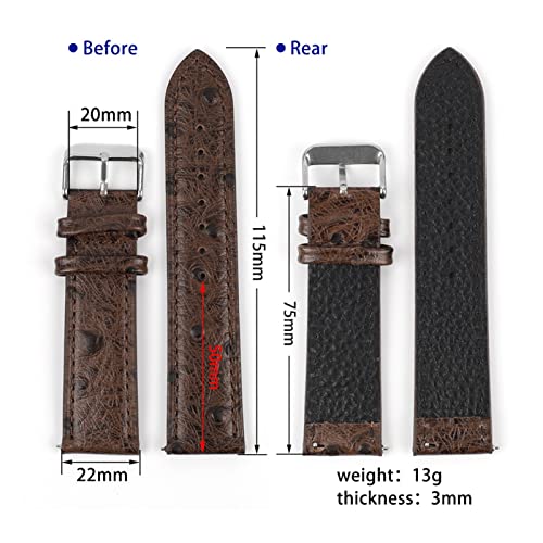NLNKDTDPAK Leder Retro Strauß Muster Watchbands18mm 20mm 22mm 24mm Schwarz Kaffee Braun Gelb Matteder Uhrenarmband(Wine red,24mm) von NLNKDTDPAK