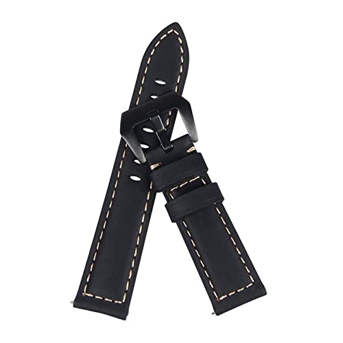 NLNKDTDPAK Leder Uhr Armband Super Lederarmband 20mm 22mm 24mm 26mm Stahlschnalle Fit for Panerai Fit for Samsung(Black,26mm2) von NLNKDTDPAK