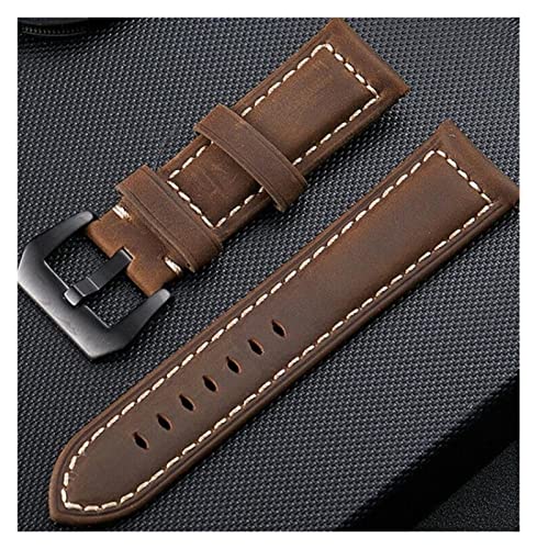 NLNKDTDPAK Leder Uhr Armband Super Lederarmband 20mm 22mm 24mm 26mm Stahlschnalle Fit for Panerai Fit for Samsung(Dark brown,26mm2) von NLNKDTDPAK