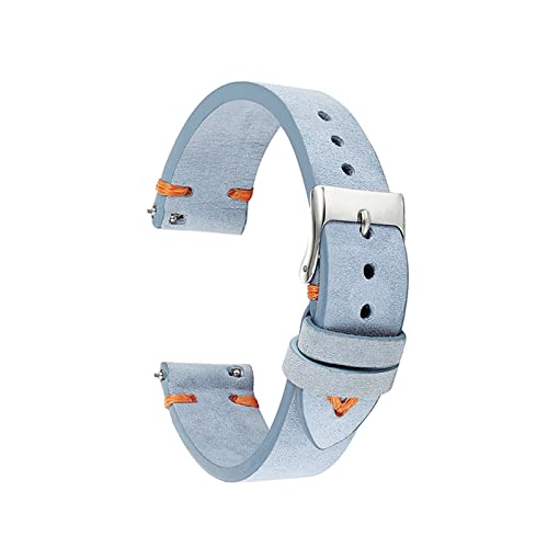 NLNKDTDPAK Leder Uhren-Bands-Riemen18mm 20mm 22mm blaue Uhrenbänder Watch-Gurte mit Werkzeugen Zubehör Ersatz(Blue-Orange Line,22mm) von NLNKDTDPAK
