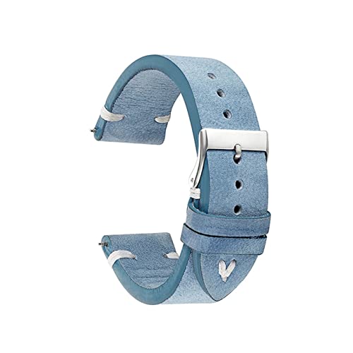 NLNKDTDPAK Leder Uhren-Bands-Riemen18mm 20mm 22mm blaue Uhrenbänder Watch-Gurte mit Werkzeugen Zubehör Ersatz(Blue-White Line,18mm) von NLNKDTDPAK