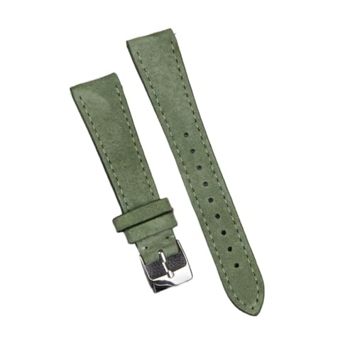 NLNKDTDPAK Leder-Uhrenarmband, Vintage-Stil, braun, 18 mm, 20 mm, 22 mm, mit Schnellverschluss, Armband-Zubehör(Light green,18mm silver buckle) von NLNKDTDPAK