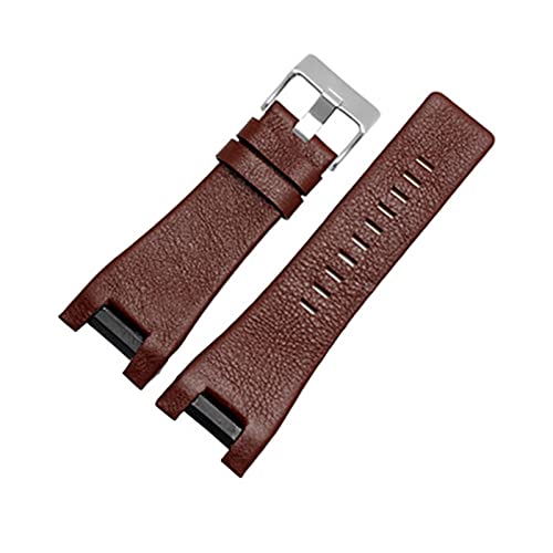 NLNKDTDPAK Leder Uhrenarmband 32mm Schwarz Braun Ersatz Armband Armband Litaler Muster for Männer Watchstrap(Black pin buckle 4) von NLNKDTDPAK