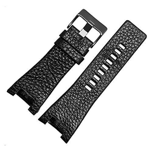 NLNKDTDPAK Leder Uhrenarmband 32mm Schwarz Braun Ersatz Armband Armband Litaler Muster for Männer Watchstrap(Silver pin buckle 1) von NLNKDTDPAK