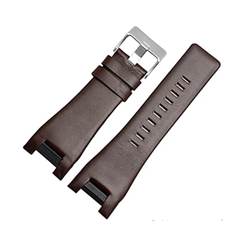 NLNKDTDPAK Leder Uhrenarmband 32mm Schwarz Braun Ersatz Armband Armband Litaler Muster for Männer Watchstrap(Silver pin buckle 5) von NLNKDTDPAK