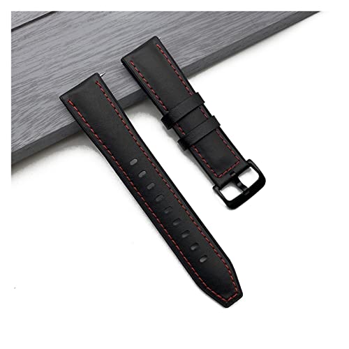 NLNKDTDPAK Leder Uhrenarmband Quick Release Silikon Armstraße 20mm 22mm Fit for Huawei Fit for Samsung Galaxy Fit for Amazfit Uhren Zubehör(Black Red,20mm) von NLNKDTDPAK