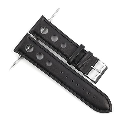 NLNKDTDPAK Leder Uhrenarmband Riemen 18mm 20mm 22mm 24mm Schwarz Braun Kaffeearmband for Männer Watch Zubehör(Back-Black Wrie,18mm) von NLNKDTDPAK