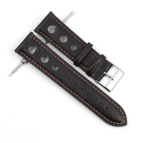NLNKDTDPAK Leder Uhrenarmband Riemen 18mm 20mm 22mm 24mm Schwarz Braun Kaffeearmband for Männer Watch Zubehör(Back-Orange Wrie,18mm) von NLNKDTDPAK