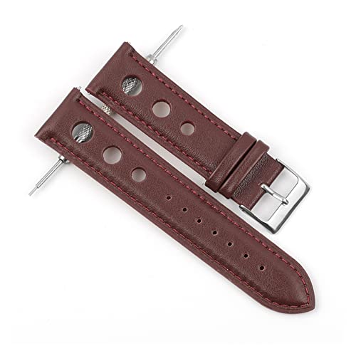 NLNKDTDPAK Leder Uhrenarmband Riemen 18mm 20mm 22mm 24mm Schwarz Braun Kaffeearmband for Männer Watch Zubehör(Wine Red,24mm) von NLNKDTDPAK