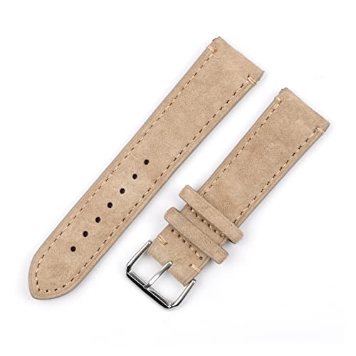 NLNKDTDPAK Leder Vintage Uhrenbänder Blaue Uhrenbänder Ersatzgurt for Uhren Zubehör 18mm 20mm 22mm 24mm(Beige with Line,22mm) von NLNKDTDPAK