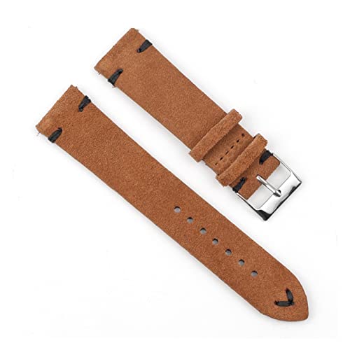 NLNKDTDPAK Leder Vintage Uhrenbänder Blaue Uhrenbänder Ersatzgurt for Uhren Zubehör 18mm 20mm 22mm 24mm(Brown-Black Line,24mm) von NLNKDTDPAK