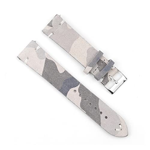 NLNKDTDPAK Leder Vintage Uhrenbänder Blaue Uhrenbänder Ersatzgurt for Uhren Zubehör 18mm 20mm 22mm 24mm(Camouflage White,20mm) von NLNKDTDPAK