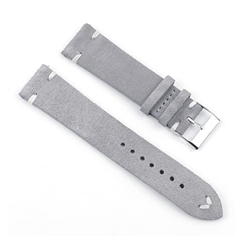 NLNKDTDPAK Leder Vintage Uhrenbänder Blaue Uhrenbänder Ersatzgurt for Uhren Zubehör 18mm 20mm 22mm 24mm(Gray-White Line,20mm) von NLNKDTDPAK