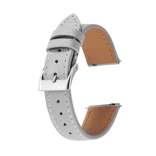 NLNKDTDPAK Lederarmband, 18 mm, 20 mm, 22 mm, schmales Uhrenarmband, Schnellverschluss, weiches Uhrenarmband for Herren(Grey silver buckle,20mm) von NLNKDTDPAK