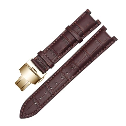 NLNKDTDPAK Lederarmband, passend for GC-Armband, 22 x 13 mm, 20 x 11 mm, gekerbtes Armband mit Edelstahlschnalle(Brown gold,22-13mm) von NLNKDTDPAK