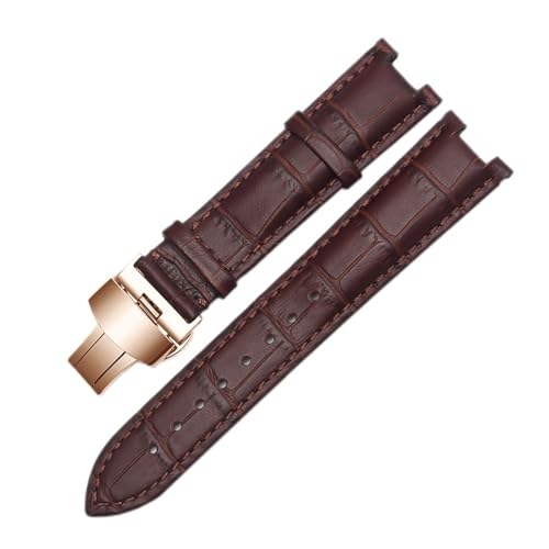 NLNKDTDPAK Lederarmband, passend for GC-Armband, 22 x 13 mm, 20 x 11 mm, gekerbtes Armband mit Edelstahlschnalle(Brown rose gold,22-13mm) von NLNKDTDPAK