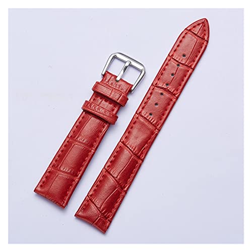 NLNKDTDPAK Lederarmband 12mm 14mm 16mm 18mm 19mm 20mm 21mm 22mm 24mm Uhren Riemen for Männer Frauen(Red,21mm) von NLNKDTDPAK