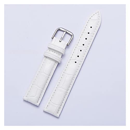 NLNKDTDPAK Lederarmband 12mm 14mm 16mm 18mm 19mm 20mm 21mm 22mm 24mm Uhren Riemen for Männer Frauen(White,21mm) von NLNKDTDPAK