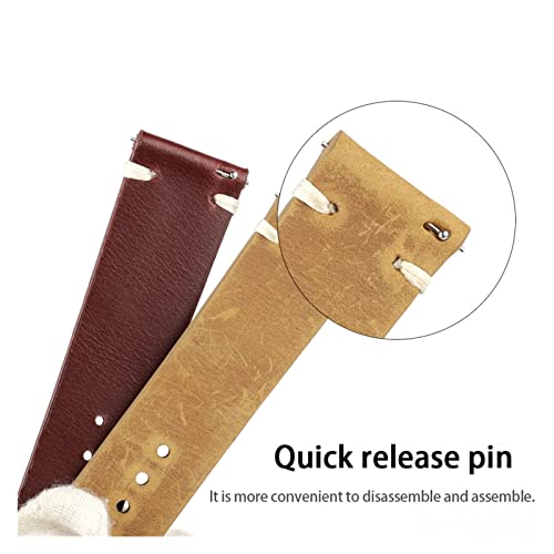 NLNKDTDPAK Lederarmband 18mm 20mm 22mm 24mm Uhrenarmband Handgemachte Nähgurt Ersatzgürtel(Wine red,22mm) von NLNKDTDPAK