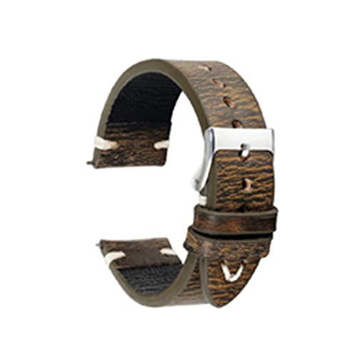 NLNKDTDPAK Lederarmband 18mm 20mm 22mm 24mm Vintage Gurtenstil Distressed for Wome Männer Uhrenarmband mit handgemachter Nähte(Green,24mm) von NLNKDTDPAK