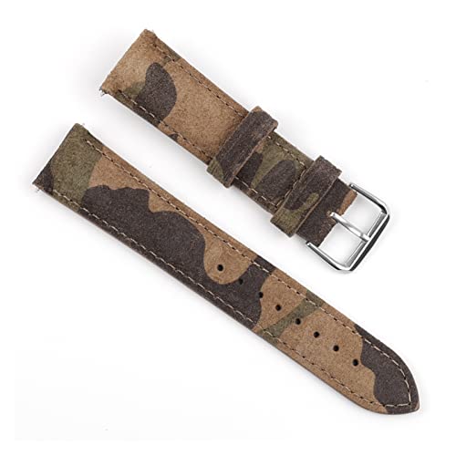 NLNKDTDPAK Lederarmband 18mm 20mm 22mm Handmade Militär Camouflage Sport Watch Strap for Armbandersatz(Camouflage brown,18mm) von NLNKDTDPAK
