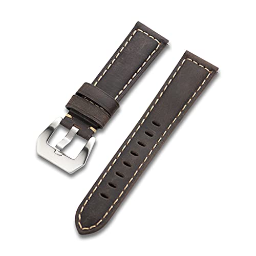 NLNKDTDPAK Lederarmband 20mm 22mm 24mm Quick Release Uhrenarmbänder Edelstahl gebürstet Schnalle Frau Herrenuhr Zubehör(Coffee,22mm) von NLNKDTDPAK