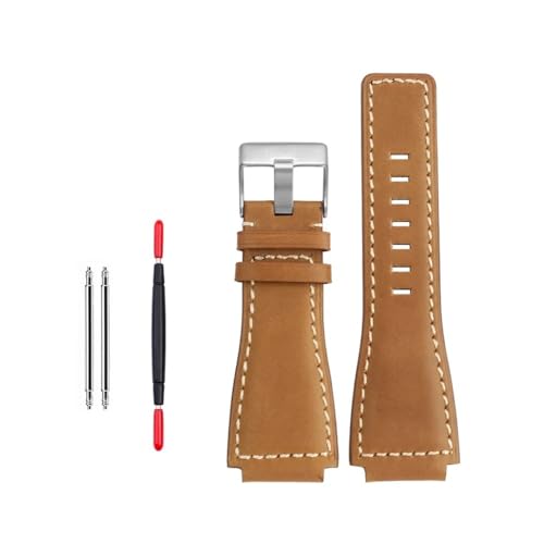 NLNKDTDPAK Lederarmband aus Silikonkautschuk, 24 mm, konvexes Gelenk, Olivgrün, Schwarz, Braun, Herrenarmband, passend for Bell Ross BR0393 BR0392(BLACK WHITE) von NLNKDTDPAK