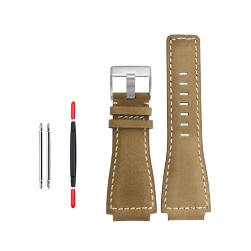 NLNKDTDPAK Lederarmband aus Silikonkautschuk, 24 mm, konvexes Gelenk, Olivgrün, Schwarz, Braun, Herrenarmband, passend for Bell Ross BR0393 BR0392(Beige) von NLNKDTDPAK