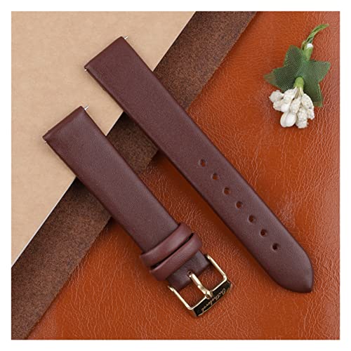 NLNKDTDPAK Lederarmbandband 12mm 14mm 16mm 18mm 20mm Schwarz Weiß Farbe Handgemachte Nähte Frauen Ersatz Armband(Coffee,18mm) von NLNKDTDPAK
