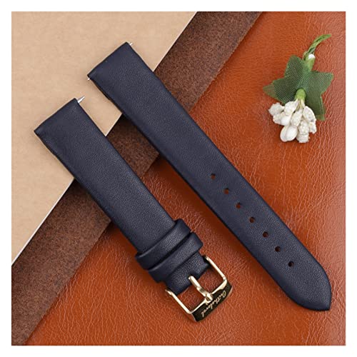NLNKDTDPAK Lederarmbandband 12mm 14mm 16mm 18mm 20mm Schwarz Weiß Farbe Handgemachte Nähte Frauen Ersatz Armband(Navy Blue,16mm) von NLNKDTDPAK