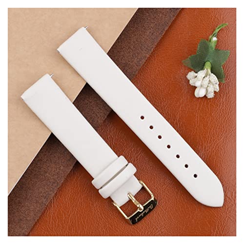 NLNKDTDPAK Lederarmbandband 12mm 14mm 16mm 18mm 20mm Schwarz Weiß Farbe Handgemachte Nähte Frauen Ersatz Armband(White,12mm) von NLNKDTDPAK