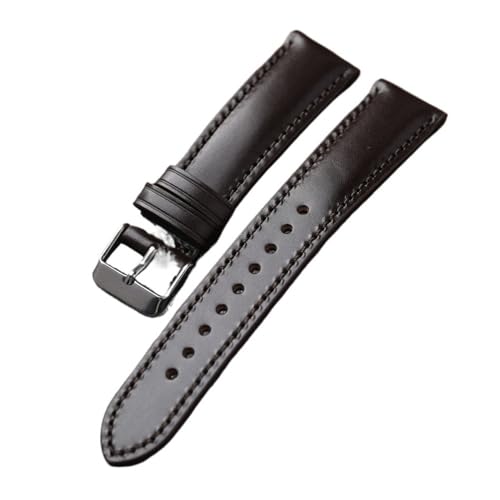 NLNKDTDPAK Lederschicht-Uhrenarmband 18 19 20 21 22 mm schwarzes Curry-Lederarmband, Vintage-Stil for Herren(B silver buckle,20mm) von NLNKDTDPAK