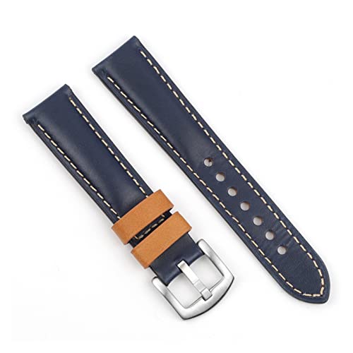 NLNKDTDPAK Lederuhrband 18mm 20mm 22mm 24mm Vintage Watch Strap Armband Ersatz for jede Uhren(Dark Blue,20mm) von NLNKDTDPAK
