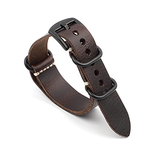 NLNKDTDPAK NATO Strap Leder Armband 20mm 22mm 24mm Vintage Armband for Männer Frauen Armbänder Watch Ersatz(Dark brown-B buckle,22mm) von NLNKDTDPAK