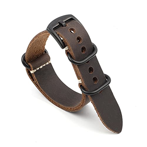 NLNKDTDPAK NATO Strap Leder Armband 20mm 22mm 24mm Vintage Armband for Männer Frauen Armbänder Watch Ersatz(Dark coffee-B buckle,22mm) von NLNKDTDPAK