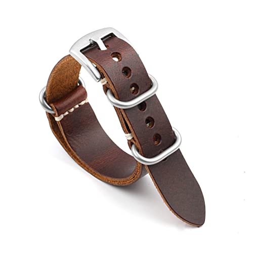 NLNKDTDPAK NATO Strap Leder Armband 20mm 22mm 24mm Vintage Armband for Männer Frauen Armbänder Watch Ersatz(Red brown-S buckle,20mm) von NLNKDTDPAK