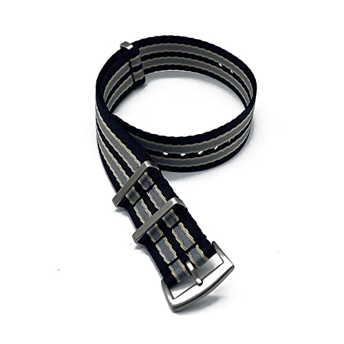 NLNKDTDPAK Nylon-Armband. Nato. Gurt 20mm 22mm Generisches Uhrenbandsitz Gürtel Gürtel Ersatzuhr Zubehör for Männer(007 Black Grey,22mm) von NLNKDTDPAK