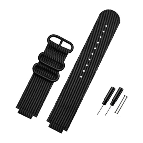 NLNKDTDPAK Nylon Canvas Armband 24 * 16mm Konvexe Schnittstelle Schwarz Armee Grün Blau Männer Armband Fit for Timex ADVENTURE T2N721 T2N720 TW2T76500(Black-B pin) von NLNKDTDPAK