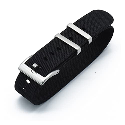 NLNKDTDPAK Nylon NATO-Träger 20mm 22mm Uhren-Bands dauerhafte französische Truppen Militär-Fallschirm Spezielle elastische Uhren-Bands Ersatz for Männer(Black,20mm) von NLNKDTDPAK