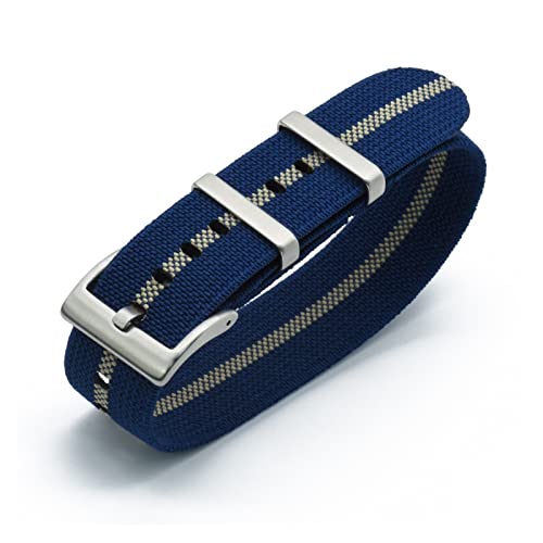 NLNKDTDPAK Nylon NATO-Träger 20mm 22mm Uhren-Bands dauerhafte französische Truppen Militär-Fallschirm Spezielle elastische Uhren-Bands Ersatz for Männer(Blue Sand,22mm) von NLNKDTDPAK