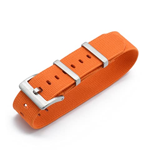 NLNKDTDPAK Nylon NATO-Träger 20mm 22mm Uhren-Bands dauerhafte französische Truppen Militär-Fallschirm Spezielle elastische Uhren-Bands Ersatz for Männer(Orange,22mm) von NLNKDTDPAK