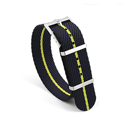 NLNKDTDPAK Nylon Nato Strap Premium Sicherheitsgurt Armband 20mm 22m Militär Sport Armband Ersatzuhr Zubehör for Tudor(Black-yellow-black,22mm) von NLNKDTDPAK